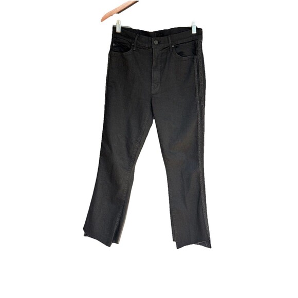 Mother Size 30 Insider Crop Two Step Fray Black Jeans Guilty Party Racer Stretch - Picture 4 of 13